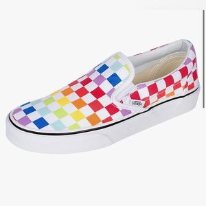 Vans unisex slip on rainbow checkerboard